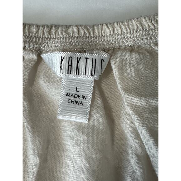 Kaktus Women’s Sz L Ivory Beige Sequins Embroidery Embellished Peasant Top - Picture 7 of 11